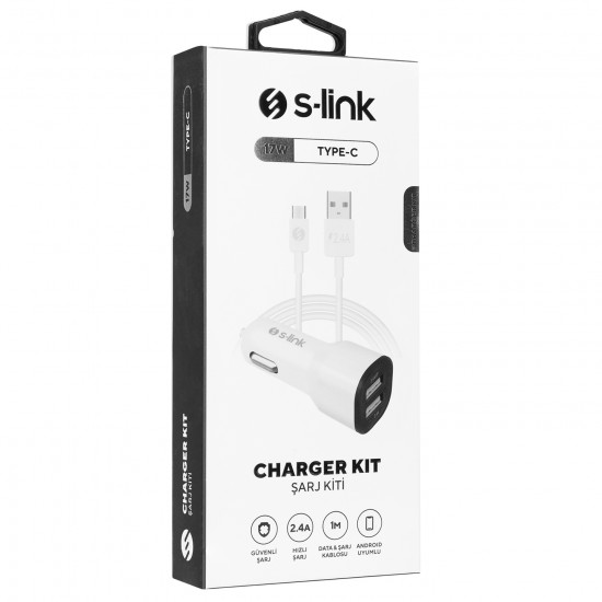 S-LINK SL-EC30T TYPE-C KABLOLU 3.4A ARAC SARJI 