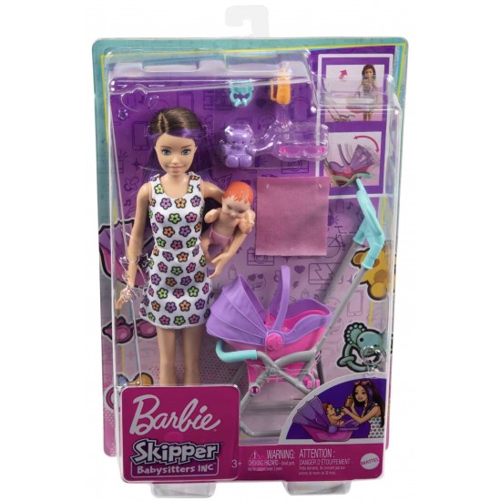 MATE-GXT34 BARBIE SKIPPER MOR SACLI BEBEK VE OYUN 